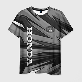 Мужская футболка 3D с принтом Honda   монохромный спортивный в Екатеринбурге, 100% полиэфир | прямой крой, круглый вырез горловины, длина до линии бедер | Тематика изображения на принте: 
