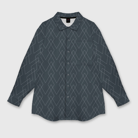 Мужская рубашка oversize 3D с принтом Тёмный сине зелёный геометричные линии в Белгороде,  |  | 