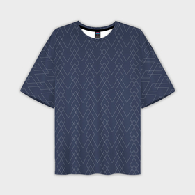 Мужская футболка oversize 3D с принтом Серо синий геометричные линии в Петрозаводске,  |  | Тематика изображения на принте: 