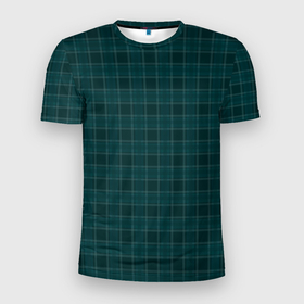 Мужская футболка 3D Slim с принтом Серьёзный зелёный в клетку в Тюмени, 100% полиэстер с улучшенными характеристиками | приталенный силуэт, круглая горловина, широкие плечи, сужается к линии бедра | 