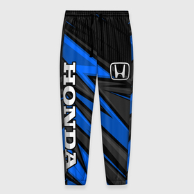 Мужские брюки 3D с принтом Honda motors   синяя спортивная абстракция в Екатеринбурге, 100% полиэстер | манжеты по низу, эластичный пояс регулируется шнурком, по бокам два кармана без застежек, внутренняя часть кармана из мелкой сетки | 
