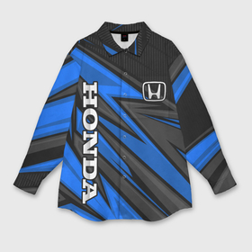 Мужская рубашка oversize 3D с принтом Honda motors   синяя спортивная абстракция в Курске,  |  | 
