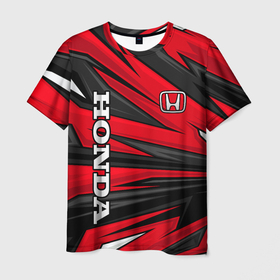 Мужская футболка 3D с принтом Red sport   honda в Курске, 100% полиэфир | прямой крой, круглый вырез горловины, длина до линии бедер | Тематика изображения на принте: 