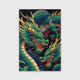 Обложка для паспорта матовая кожа с принтом Два Японских дракона   ирезуми в Курске, натуральная матовая кожа | размер 19,3 х 13,7 см; прозрачные пластиковые крепления | Тематика изображения на принте: 