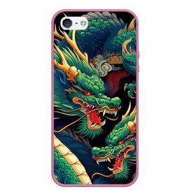 Чехол для iPhone 5/5S матовый с принтом Два Японских дракона   ирезуми в Санкт-Петербурге, Силикон | Область печати: задняя сторона чехла, без боковых панелей | 