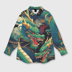 Мужская рубашка oversize 3D с принтом Два Японских дракона   ирезуми в Белгороде,  |  | Тематика изображения на принте: 