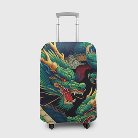 Чехол для чемодана 3D с принтом Два Японских дракона   ирезуми в Санкт-Петербурге, 86% полиэфир, 14% спандекс | двустороннее нанесение принта, прорези для ручек и колес | 