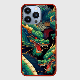 Чехол для iPhone 13 Pro с принтом Два Японских дракона   ирезуми в Курске,  |  | 