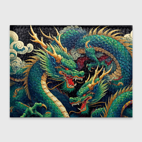 Обложка для студенческого билета с принтом Два Японских дракона   ирезуми в Курске, натуральная кожа | Размер: 11*8 см; Печать на всей внешней стороне | 