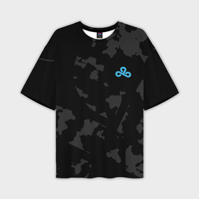 Мужская футболка oversize 3D с принтом Cloud9   Форма команды,чёрный камуфляж 2024 ,  |  | 