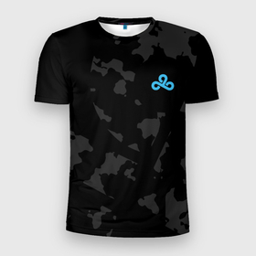 Мужская футболка 3D Slim с принтом Cloud9   Форма команды,чёрный камуфляж 2024 в Санкт-Петербурге, 100% полиэстер с улучшенными характеристиками | приталенный силуэт, круглая горловина, широкие плечи, сужается к линии бедра | 