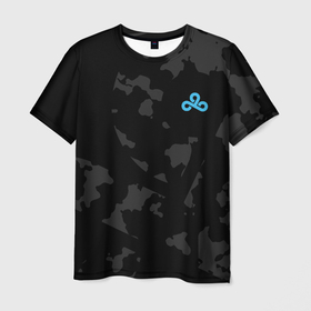 Мужская футболка 3D с принтом Cloud9   Форма команды,чёрный камуфляж 2024 , 100% полиэфир | прямой крой, круглый вырез горловины, длина до линии бедер | 