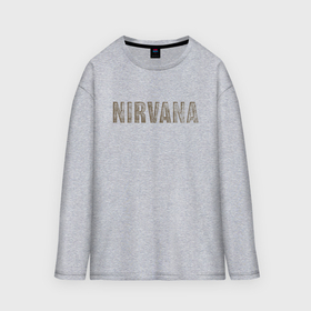 Мужской лонгслив oversize хлопок с принтом Nirvana grunge text в Петрозаводске,  |  | 