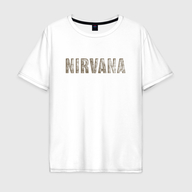 Мужская футболка хлопок Oversize с принтом Nirvana grunge text в Новосибирске, 100% хлопок | свободный крой, круглый ворот, “спинка” длиннее передней части | 