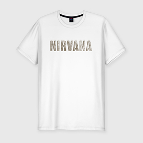 Мужская футболка хлопок Slim с принтом Nirvana grunge text в Белгороде, 92% хлопок, 8% лайкра | приталенный силуэт, круглый вырез ворота, длина до линии бедра, короткий рукав | 