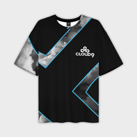 Мужская футболка oversize 3D с принтом Cloud9   Форма команды,чёрные облака 2024 в Курске,  |  | 