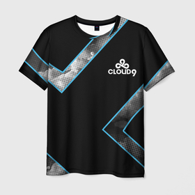 Мужская футболка 3D с принтом Cloud9   Форма команды,чёрные облака 2024 в Курске, 100% полиэфир | прямой крой, круглый вырез горловины, длина до линии бедер | 