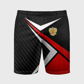 Мужские шорты спортивные с принтом Russia   black and red в Новосибирске,  |  | 