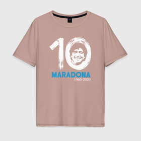Мужская футболка хлопок Oversize с принтом Maradona 10 , 100% хлопок | свободный крой, круглый ворот, “спинка” длиннее передней части | 