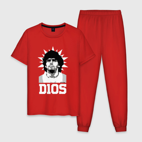 Мужская пижама хлопок с принтом Dios Diego Maradona в Екатеринбурге, 100% хлопок | брюки и футболка прямого кроя, без карманов, на брюках мягкая резинка на поясе и по низу штанин
 | 