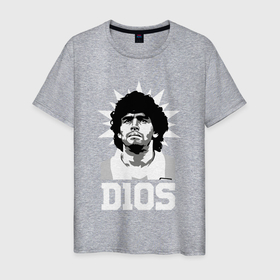 Мужская футболка хлопок с принтом Dios Diego Maradona в Кировске, 100% хлопок | прямой крой, круглый вырез горловины, длина до линии бедер, слегка спущенное плечо. | 