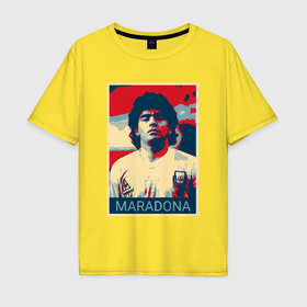 Мужская футболка хлопок Oversize с принтом Мистер Марадона в Тюмени, 100% хлопок | свободный крой, круглый ворот, “спинка” длиннее передней части | 