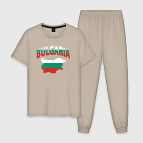 Мужская пижама хлопок с принтом Болгария в городе Новоалтайск, 100% хлопок | брюки и футболка прямого кроя, без карманов, на брюках мягкая резинка на поясе и по низу штанин
 | 