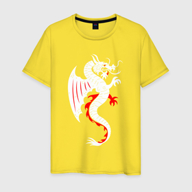 Мужская футболка хлопок с принтом Японский дракон art в Курске, 100% хлопок | прямой крой, круглый вырез горловины, длина до линии бедер, слегка спущенное плечо. | Тематика изображения на принте: 