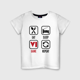 Детская футболка хлопок с принтом Eat   sleep   GTA 6   repeat в Санкт-Петербурге, 100% хлопок | круглый вырез горловины, полуприлегающий силуэт, длина до линии бедер | 