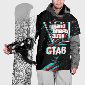 Накидка на куртку 3D с принтом GTA6 в стиле glitch и баги графики на темном фоне в Петрозаводске, 100% полиэстер |  | 