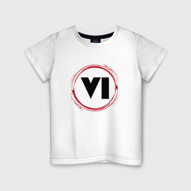 Детская футболка хлопок с принтом Символ GTA 6 и красная краска вокруг в Белгороде, 100% хлопок | круглый вырез горловины, полуприлегающий силуэт, длина до линии бедер | 