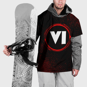 Накидка на куртку 3D с принтом Символ GTA 6 и краска вокруг на темном фоне , 100% полиэстер |  | 