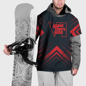 Накидка на куртку 3D с принтом Красный символ GTA6 на темном фоне со стрелками в Петрозаводске, 100% полиэстер |  | Тематика изображения на принте: 