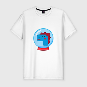 Мужская футболка хлопок Slim с принтом Китайский дракон в снежном шаре в Петрозаводске, 92% хлопок, 8% лайкра | приталенный силуэт, круглый вырез ворота, длина до линии бедра, короткий рукав | Тематика изображения на принте: 