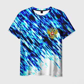 Мужская футболка 3D с принтом Россия герб спорт в Новосибирске, 100% полиэфир | прямой крой, круглый вырез горловины, длина до линии бедер | 