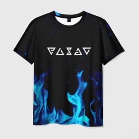 Мужская футболка 3D с принтом Ведьмак лого  огонь в Петрозаводске, 100% полиэфир | прямой крой, круглый вырез горловины, длина до линии бедер | 
