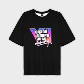 Мужская футболка oversize 3D с принтом Gta 6 vice city logo ,  |  | Тематика изображения на принте: 