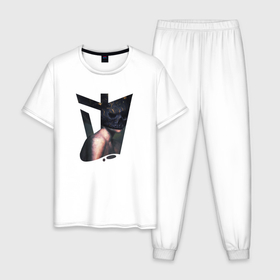 Мужская пижама хлопок с принтом Within Temptation logo skull в Екатеринбурге, 100% хлопок | брюки и футболка прямого кроя, без карманов, на брюках мягкая резинка на поясе и по низу штанин
 | 