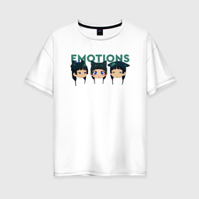 Женская футболка хлопок Oversize с принтом Emotions Maomao в Курске, 100% хлопок | свободный крой, круглый ворот, спущенный рукав, длина до линии бедер
 | 