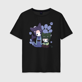 Женская футболка хлопок Oversize Джинши и Маомао
