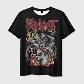 Мужская футболка 3D с принтом Slipknot   злодей , 100% полиэфир | прямой крой, круглый вырез горловины, длина до линии бедер | 