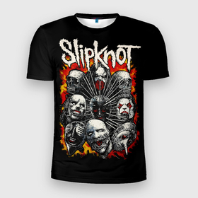Мужская футболка 3D Slim с принтом Slipknot метал группа в Белгороде, 100% полиэстер с улучшенными характеристиками | приталенный силуэт, круглая горловина, широкие плечи, сужается к линии бедра | 