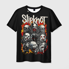 Мужская футболка 3D с принтом Slipknot метал группа в Екатеринбурге, 100% полиэфир | прямой крой, круглый вырез горловины, длина до линии бедер | 