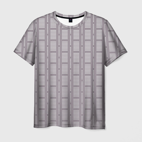 Мужская футболка 3D с принтом Тёплый серый паттерн кружочки в Тюмени, 100% полиэфир | прямой крой, круглый вырез горловины, длина до линии бедер | Тематика изображения на принте: 