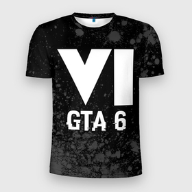 Мужская футболка 3D Slim с принтом GTA 6 glitch на темном фоне в Кировске, 100% полиэстер с улучшенными характеристиками | приталенный силуэт, круглая горловина, широкие плечи, сужается к линии бедра | 