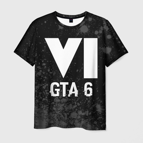 Мужская футболка 3D с принтом GTA 6 glitch на темном фоне в Курске, 100% полиэфир | прямой крой, круглый вырез горловины, длина до линии бедер | Тематика изображения на принте: 