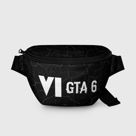 Поясная сумка 3D с принтом GTA 6 glitch на темном фоне по горизонтали в Петрозаводске, 100% полиэстер | плотная ткань, ремень с регулируемой длиной, внутри несколько карманов для мелочей, основное отделение и карман с обратной стороны сумки застегиваются на молнию | 