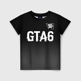 Детская футболка 3D с принтом GTA6 glitch на темном фоне посередине в Новосибирске, 100% гипоаллергенный полиэфир | прямой крой, круглый вырез горловины, длина до линии бедер, чуть спущенное плечо, ткань немного тянется | Тематика изображения на принте: 