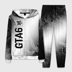 Мужской костюм 3D с принтом GTA6 glitch на светлом фоне по вертикали в Курске, 100% полиэстер | Манжеты и пояс оформлены тканевой резинкой, двухслойный капюшон со шнурком для регулировки, карманы спереди | 