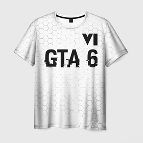 Мужская футболка 3D с принтом GTA 6 glitch на светлом фоне посередине в Курске, 100% полиэфир | прямой крой, круглый вырез горловины, длина до линии бедер | 